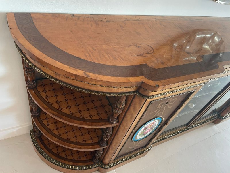 Magnificent Exhibition Quality Antique Extra Large Satinwood Inlaid and Ormolu Mounted Credenza/Sideboard - Image 7